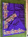 Pure Mangalagiri Purple Appliqué work saree