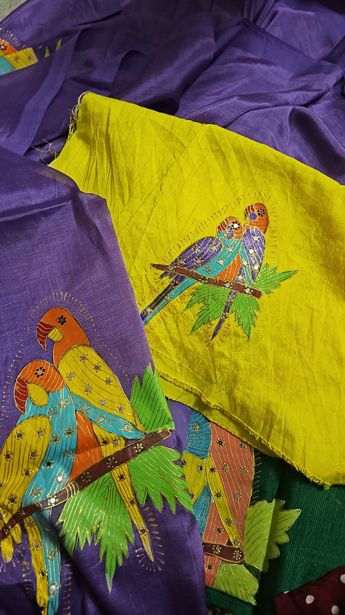 Mangalagiri handloom Kanthara hand paint saree