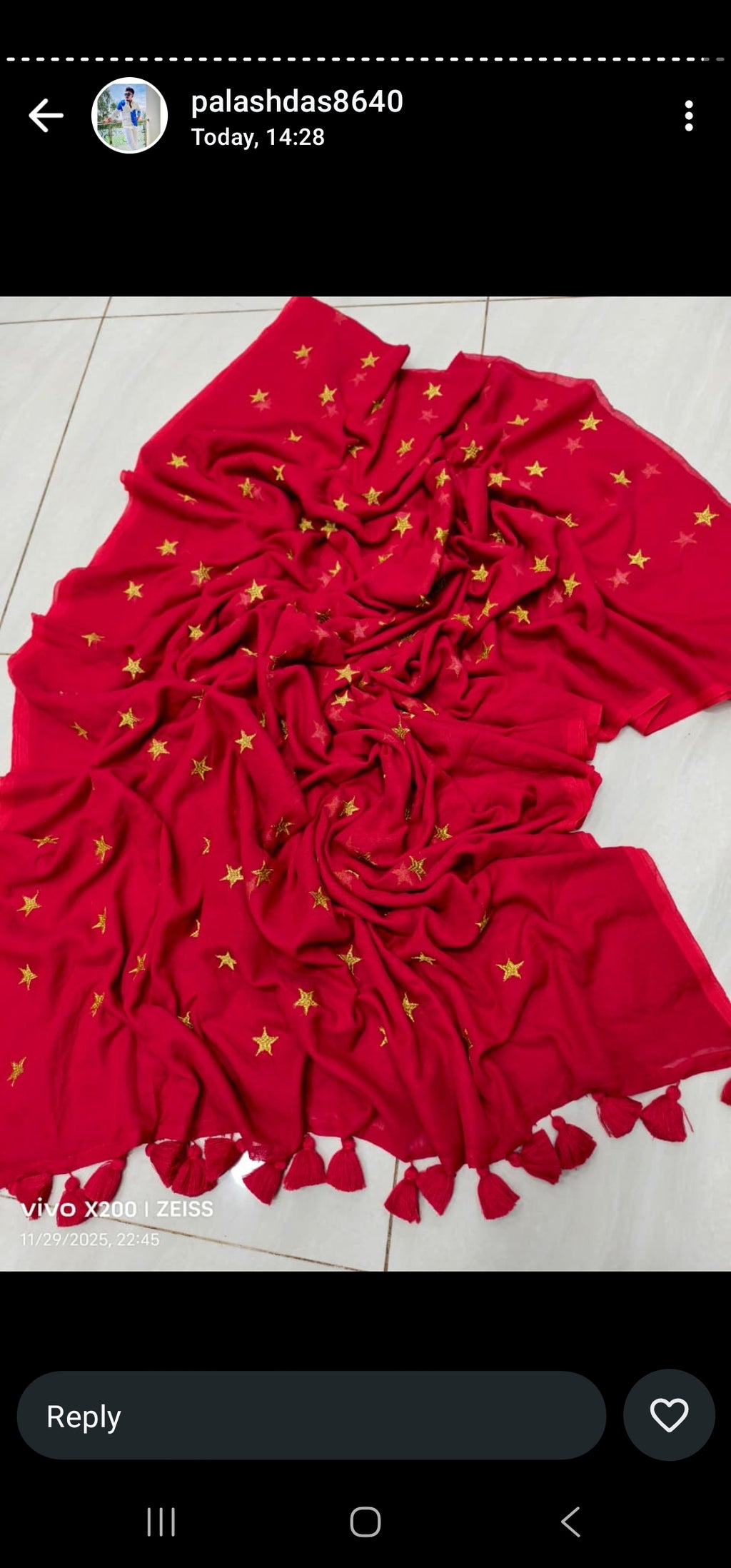 Star theme Red mulcotton saree